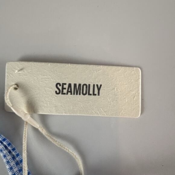 Seamolly Blue White Gingham Check Seashell Tie Sides Bikini Swimsuit XS NWT - Picture 9 of 12